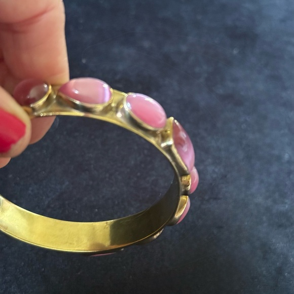 Just Gorgeous Addison Weeks Gold Tone Pink Quartz Statement Bangle Bracelet. - Picture 1 of 10